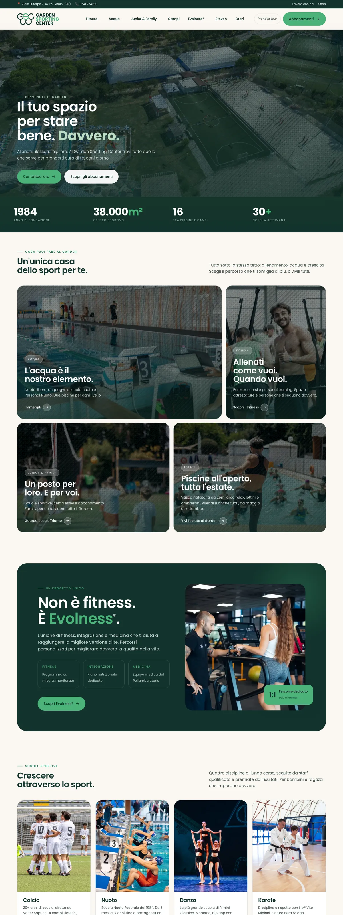 La home del Garden Sporting Center, dall’inizio alla fine
